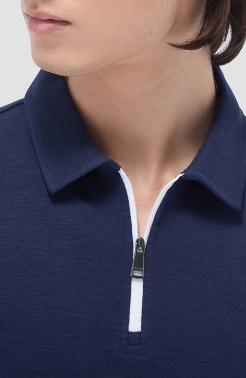Bugatchi Quarter Zip Polo In Navy