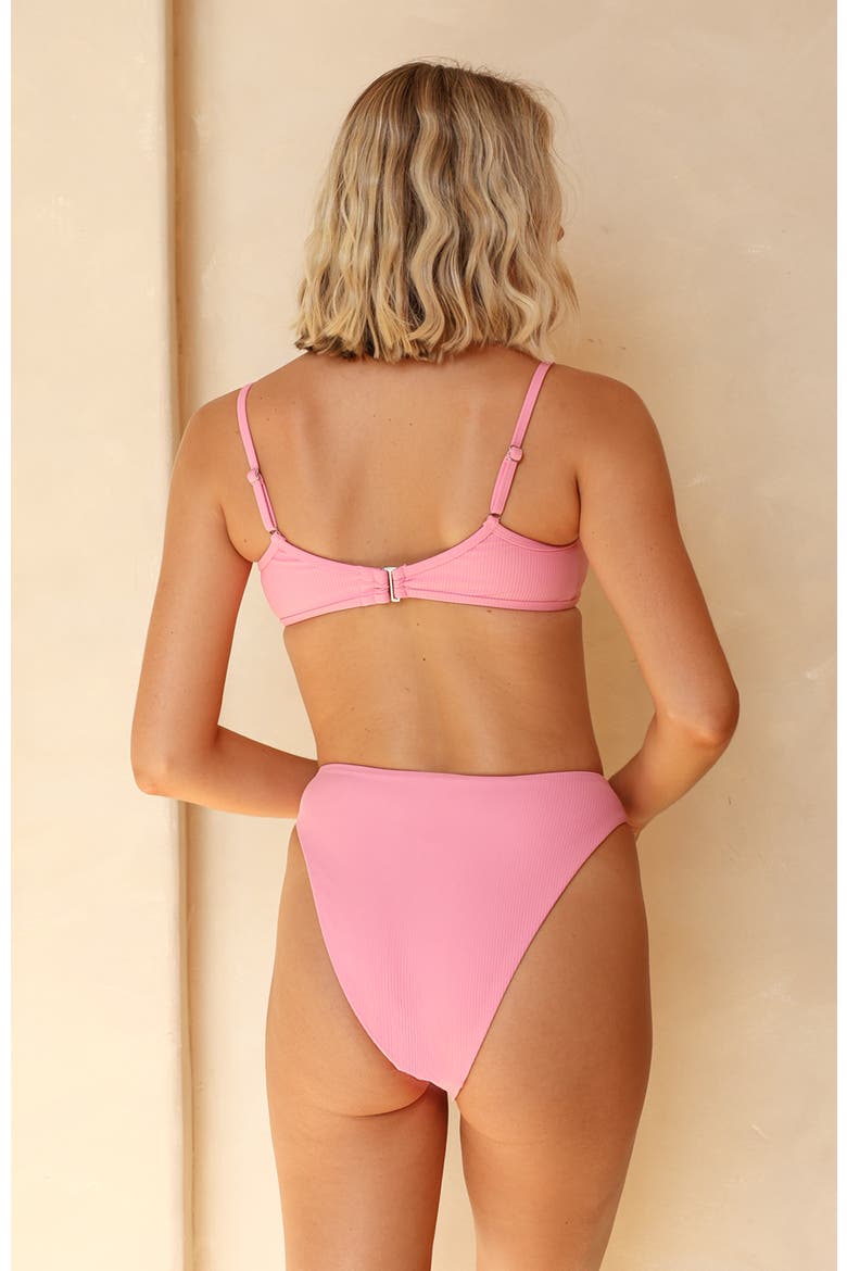 Seashore High Waist Cheeky Bikini Bottom, Alternate, color, Tropical Punch