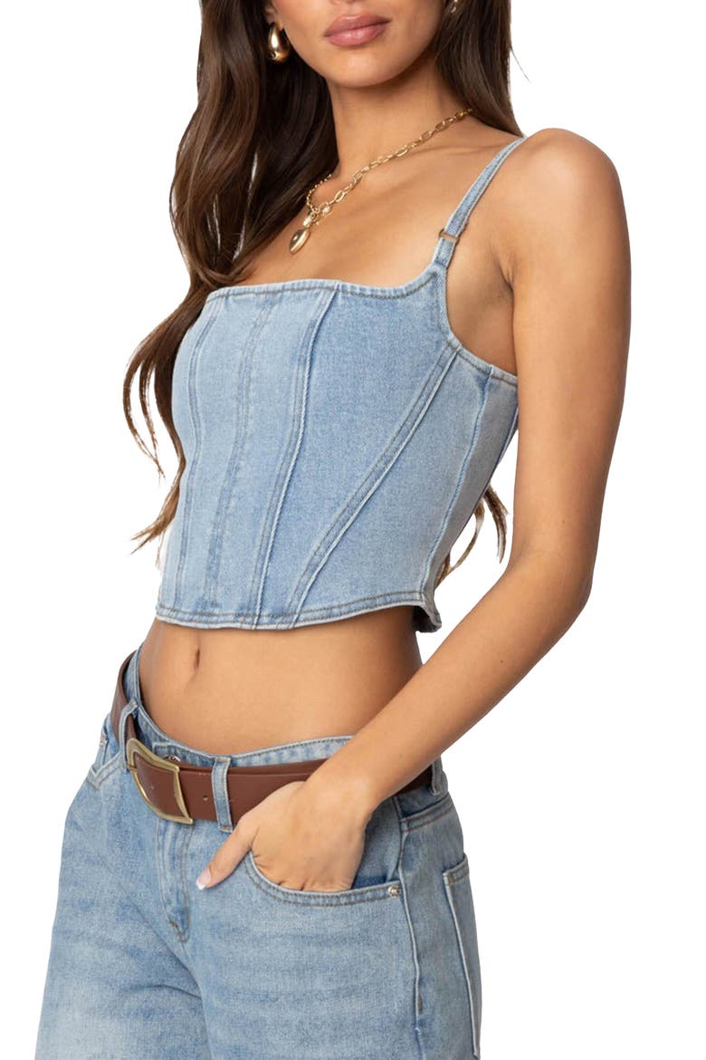Tennessee Denim Corset Top, Alternate, color, LIGHT-BLUE