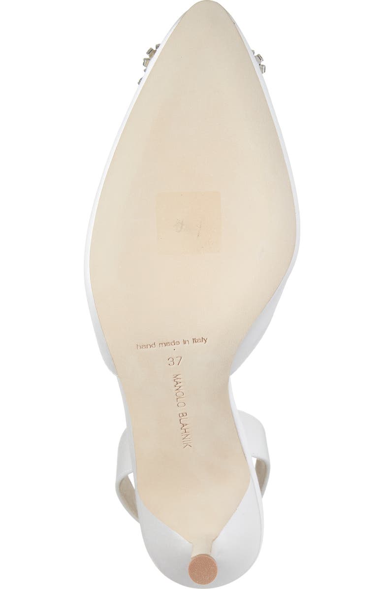 Manolo Blahnik Hangisli Crystal Buckle Pointed Toe Slingback Pump, Alternate, color, Cream