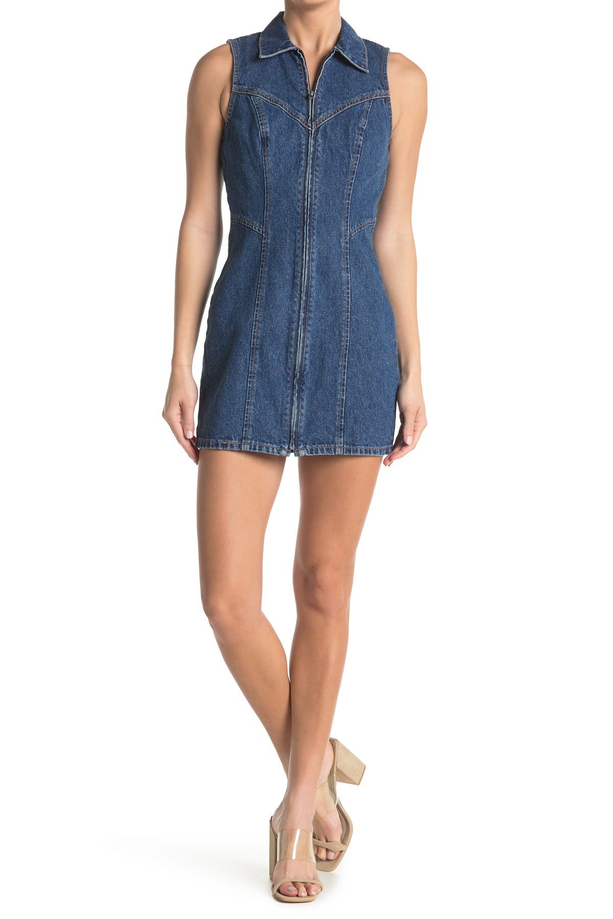 GRLFRND Colette Denim Sleeveless Mini Dress (Women)