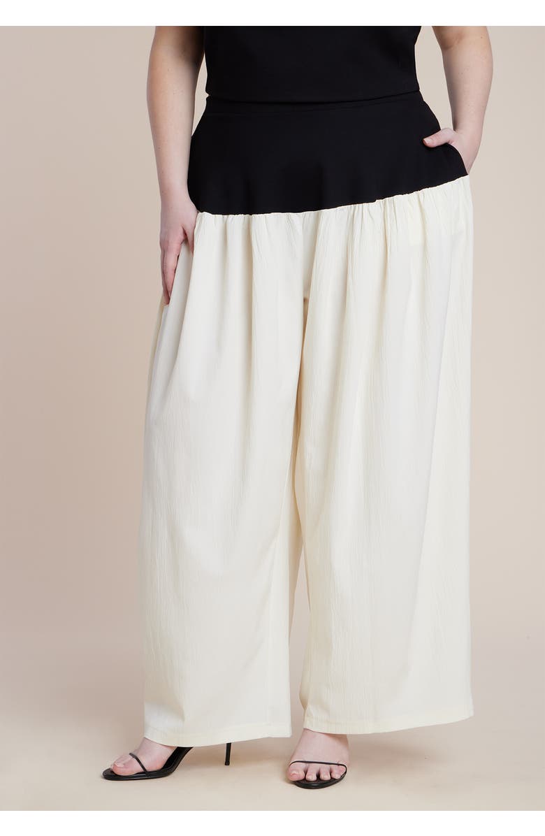 ELOQUII Colorblocked Wide Leg Pant, Alternate, color, Black And White