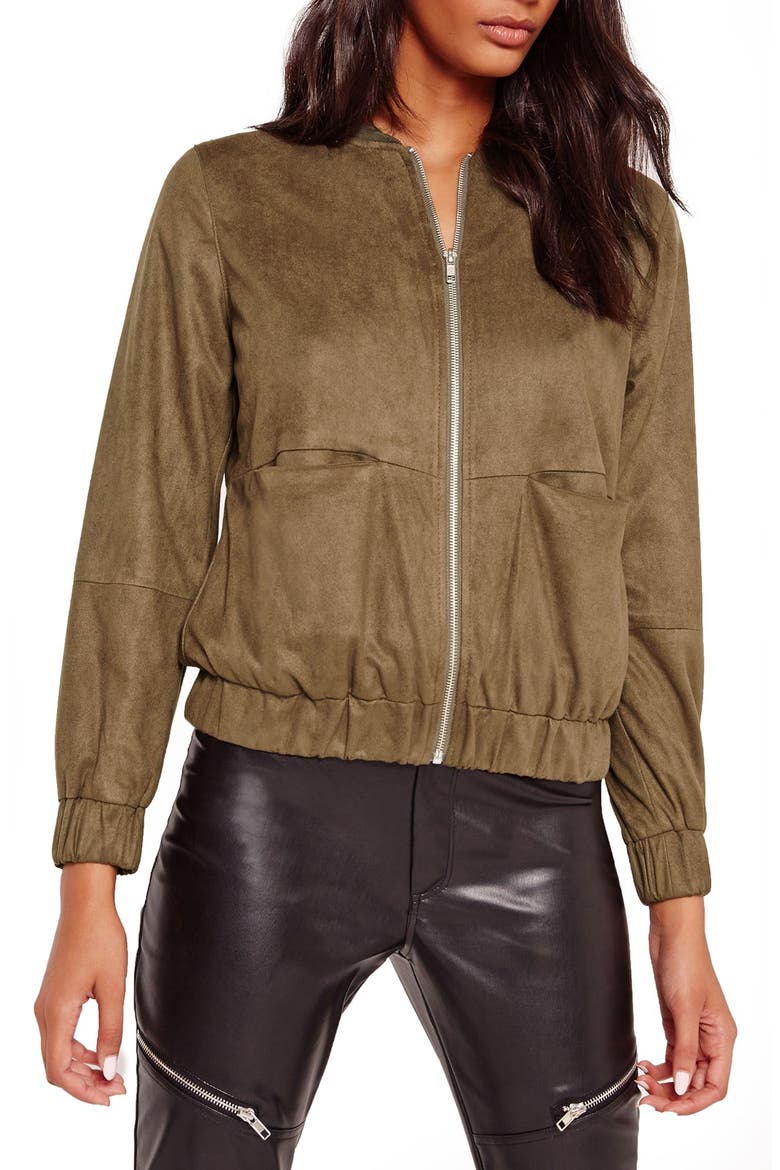 Faux Suede Bomber Jacket, Main, color, DEEP MAUVE