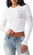 True Religion Sporty Crystal Logo Graphic Long Sleeve T-Shirt