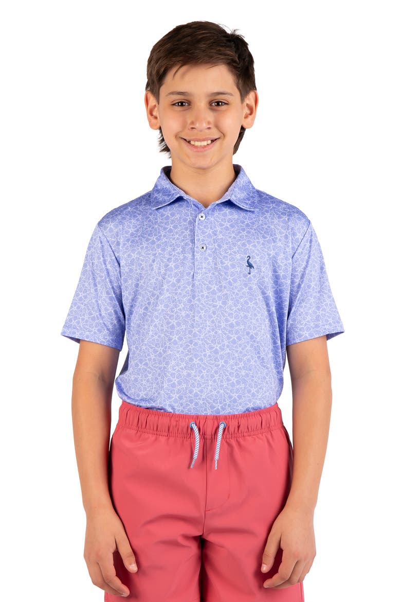 Kids' Summer Floral Knit Polo, Alternate, color, BLUE