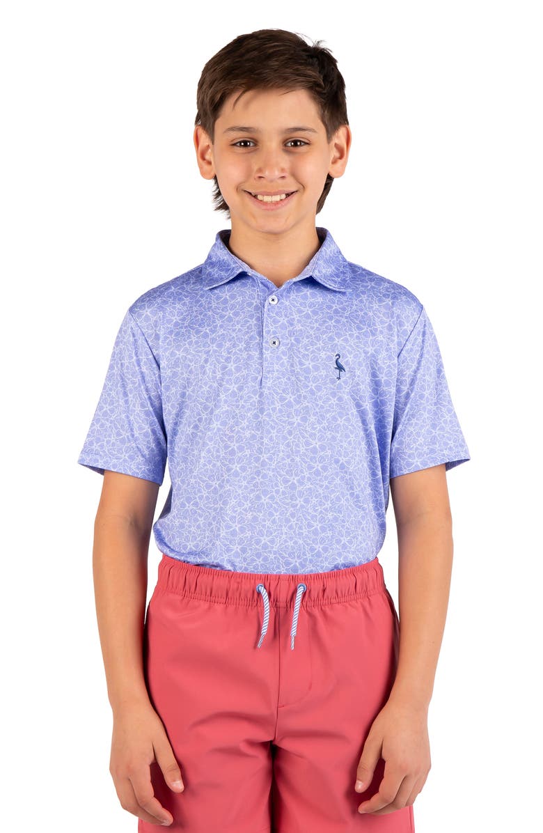 TailorByrd Kids' Summer Floral Knit Polo, Alternate, color, Blue