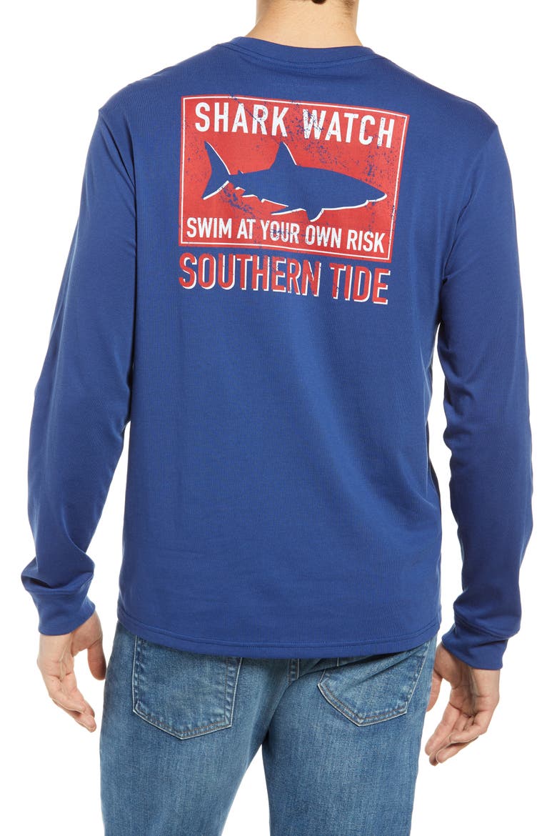 Shark Flag Long Sleeve Graphic Tee, Alternate, color, BLUE NIGHT