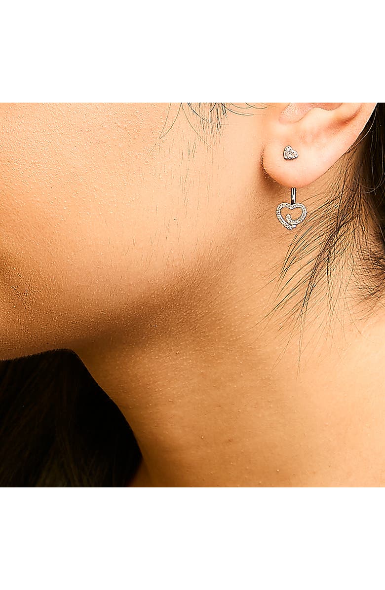 Haus of Brilliance Silver 1/4 Ct Diamond Swirl Heart Front/Back Earrings, Alternate, color, White