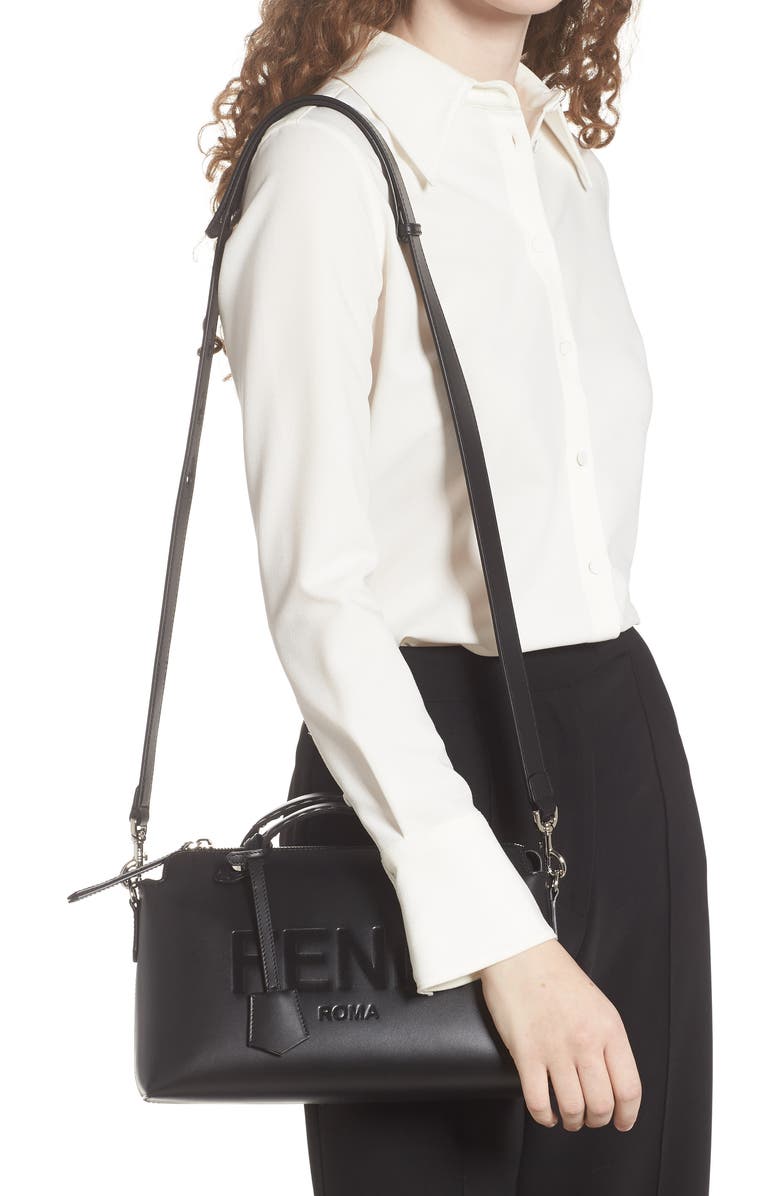 Fendi Medium By The Way Calfskin Leather Satchel, Alternate, color,