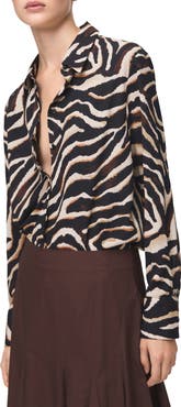 MANGO Dot Print Button-Up Shirt