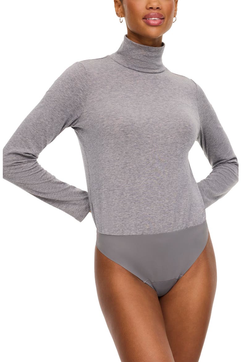 Long Sleeve Turtleneck Bodysuit, Main, color, LAVA GREY
