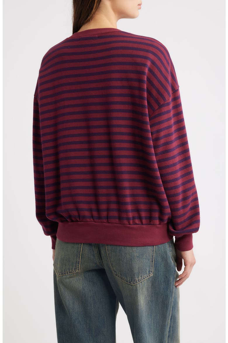 Stripe Terry Oversized Sweatshirt, Alternate, color, BURGUNDY STRIPE