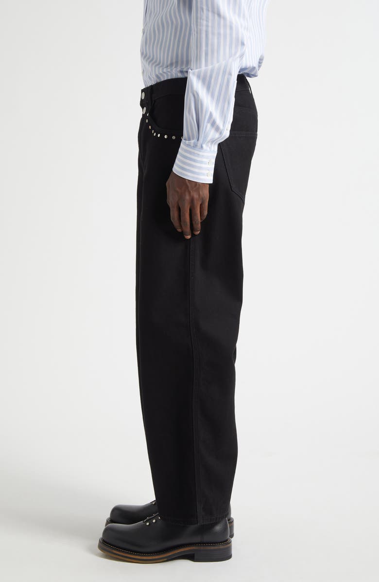 McQueen Studded Crop Painter Jeans, Alternate, color, Black