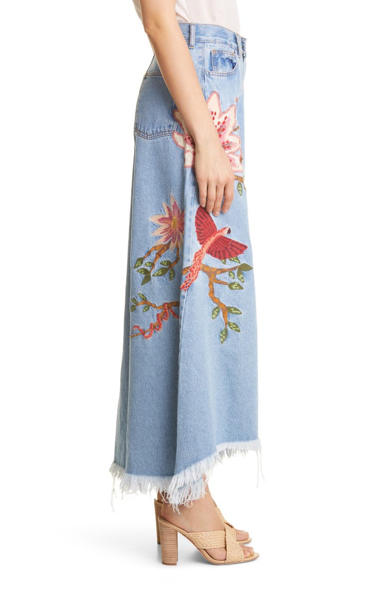 FARM Rio Embroidered Wide Leg Nonstretch Ankle Jeans, Alternate, color, 