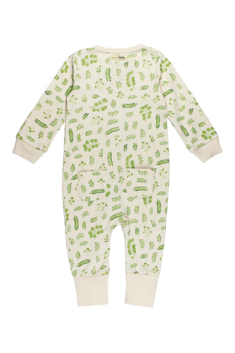 Print Organic Cotton Romper, Alternate, color, STONE BOTANICA