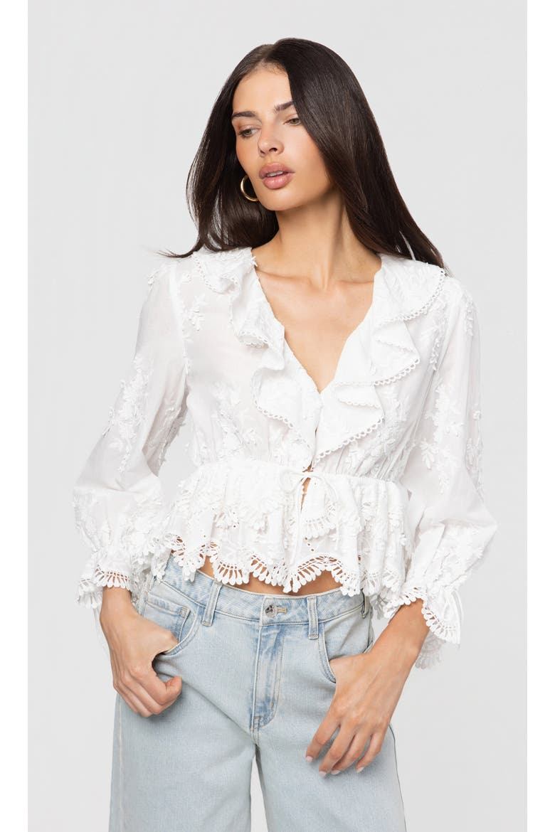 Kylie 3D Voile Blouse, Alternate, color, White