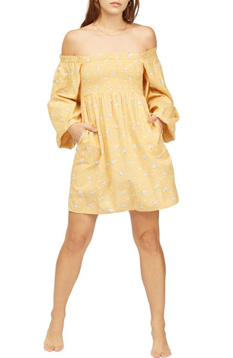 x Wrangler Bellflower Long Sleeve Off the Shoulder Dress