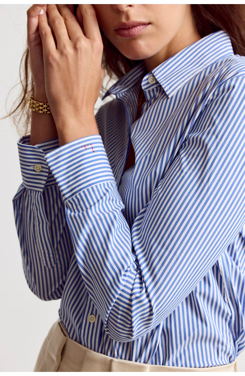 The Shirt by Rochelle Behrens The Boyfriend Shirt in Stripe, Alternate, color, Blue/White Stripe