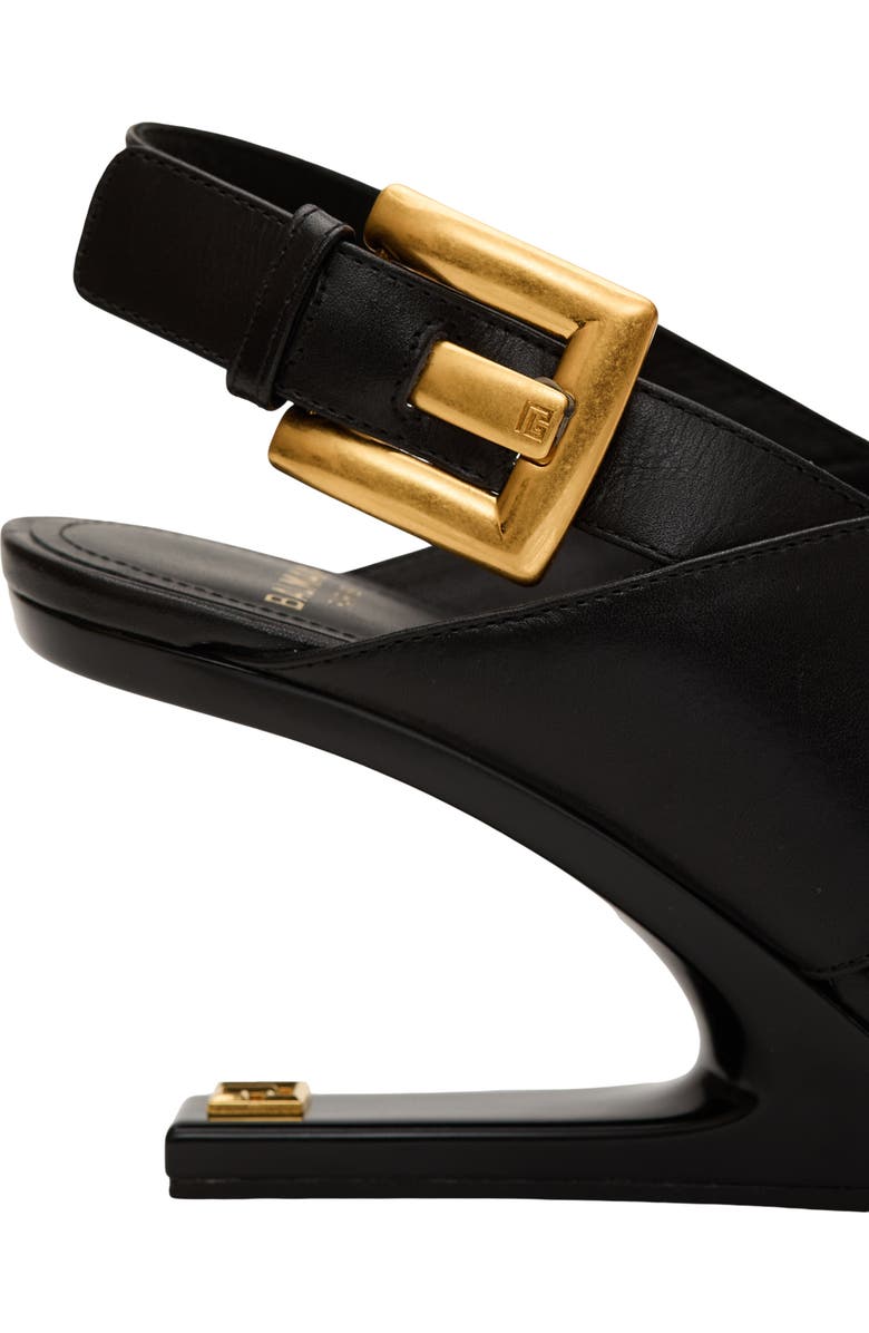 Balmain Anthem No Wedge smooth leather sandals, Alternate, color, Black