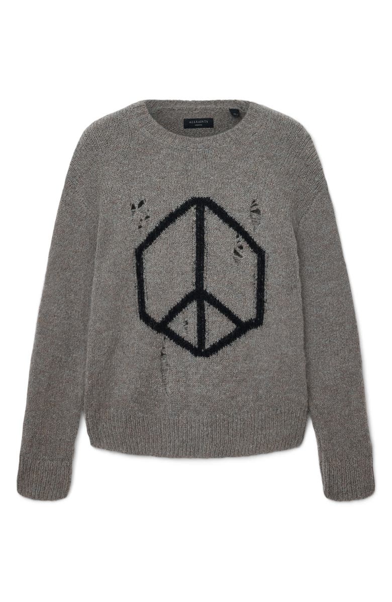 AllSaints Message Wool Blend Crewneck Sweater, Alternate, color, Gunmetal Grey