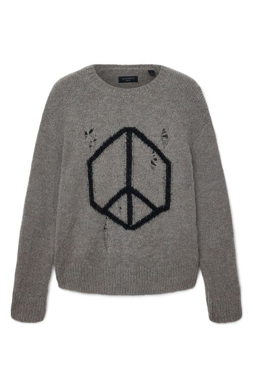 Allsaints Mens Gunmetal Grey Message Crewneck Knitted Jumper Xs In Gray