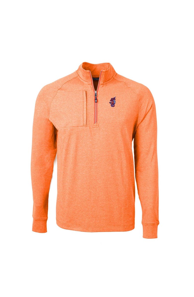 Cutter & Buck Men's Cutter & Buck Heather Orange Florida Gators Swinging Gator Adapt Eco Knit Hybrid Recycled Quarter-Zip Pullover Top, Alternate, color, Heather Orange