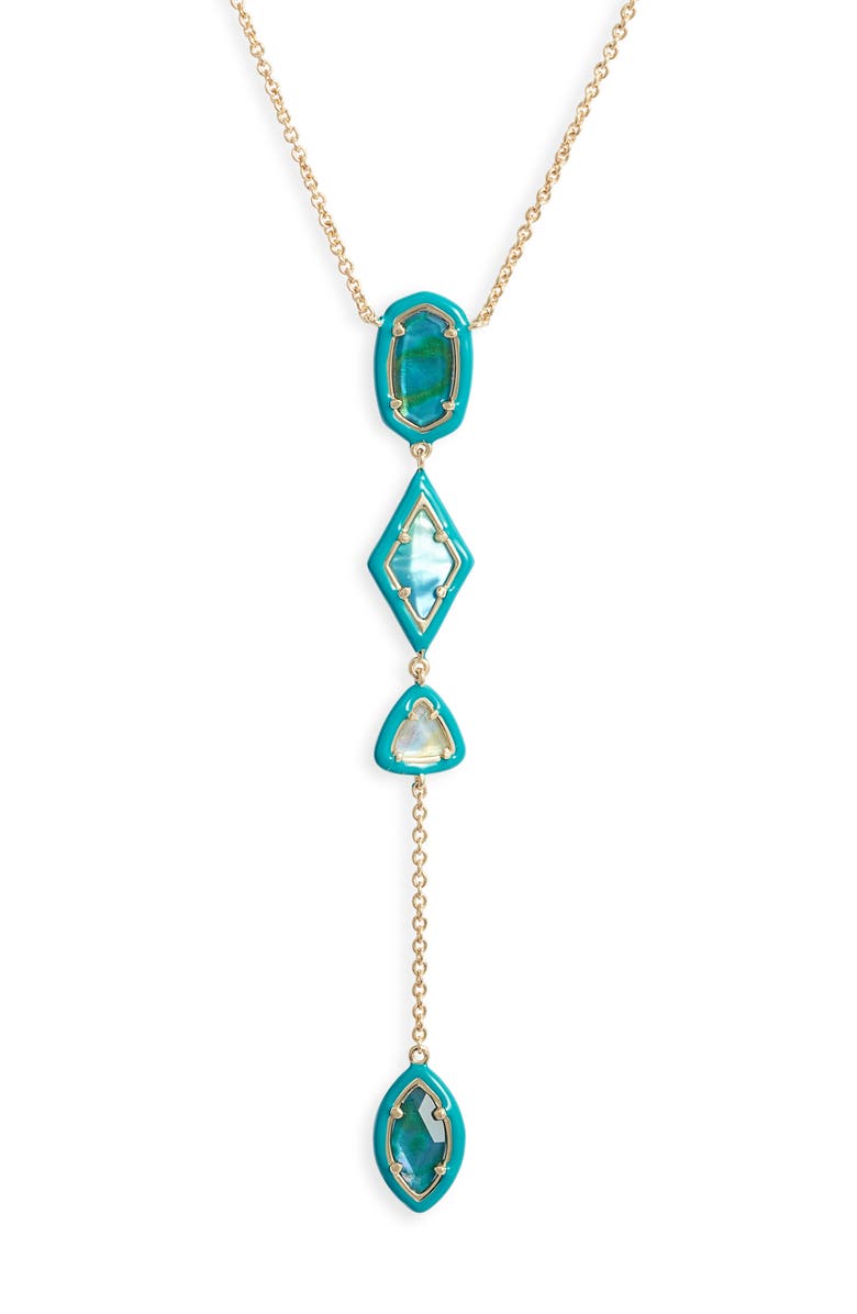 Kendra Scott Greta Y-Necklace, Main, color, Gold Teal Mix