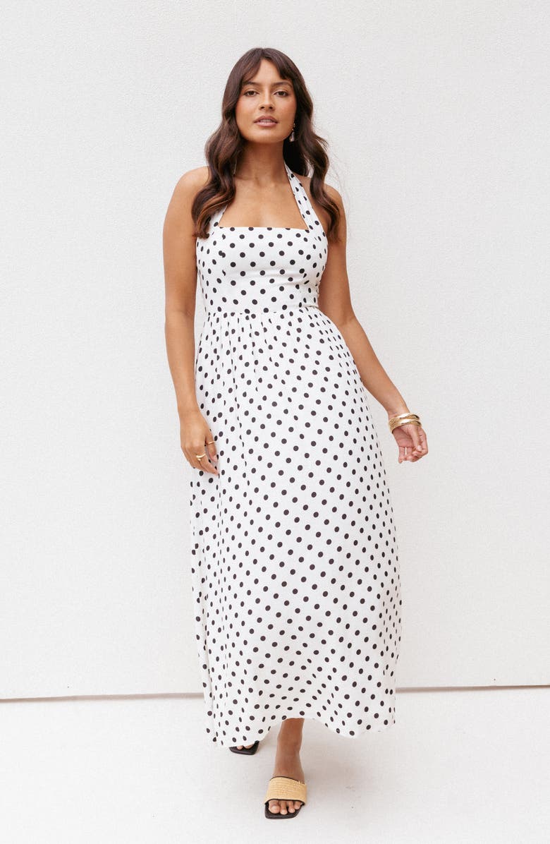 Petal & Pup Gemini Polka Dot Halter Dress, Alternate, color, White Polka Dot