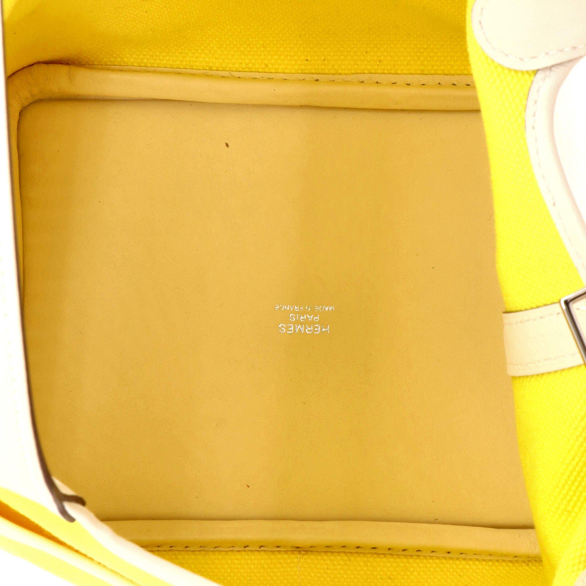 Pre-Owned Hermes Cargo Picotin Lock Bag Canvas and Swift PM, Alternate, color, Jaune Citron
