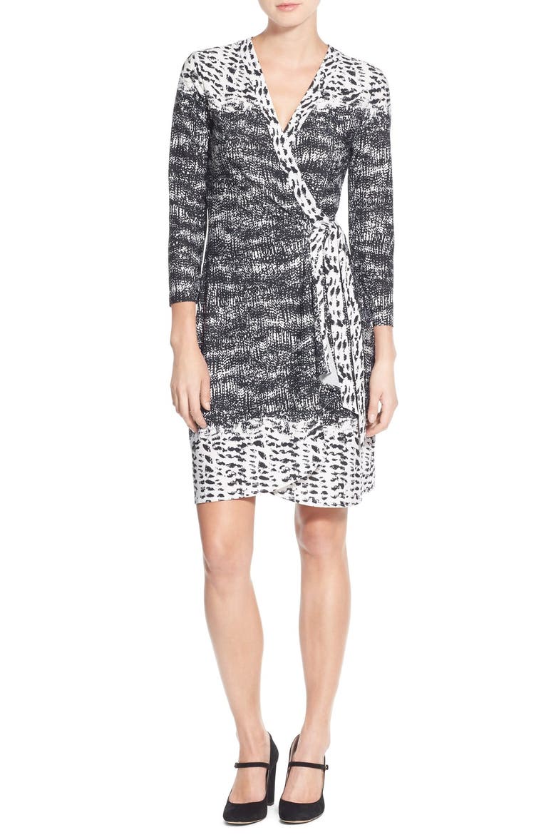 'Adele' Print Jersey Wrap Dress, Alternate, color, BLACK COMBO