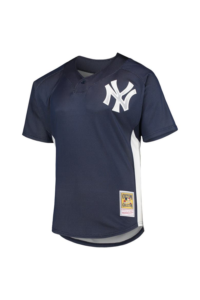 Men's Mitchell & Ness Derek Jeter Navy New York Yankees Cooperstown Collection Mesh Batting Practice Button-Up Jersey, Alternate, color, Navy