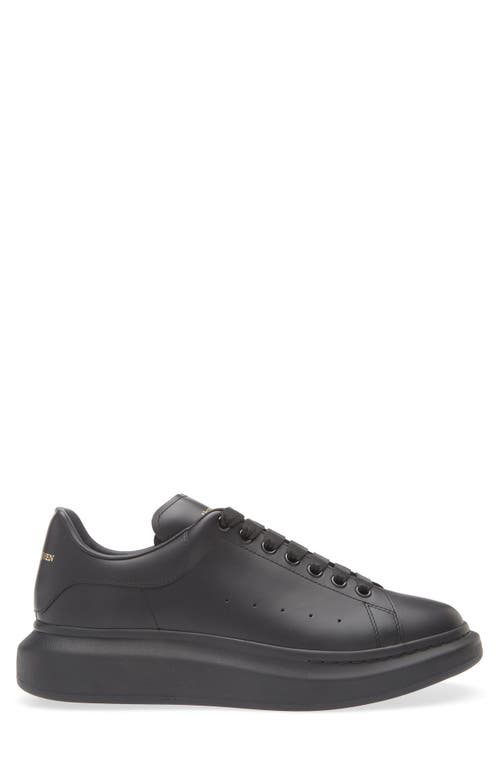 Alexander Mcqueen Black Sneakers With Logo Lettering On The Rear And Oversize Rubber Sole In Leather