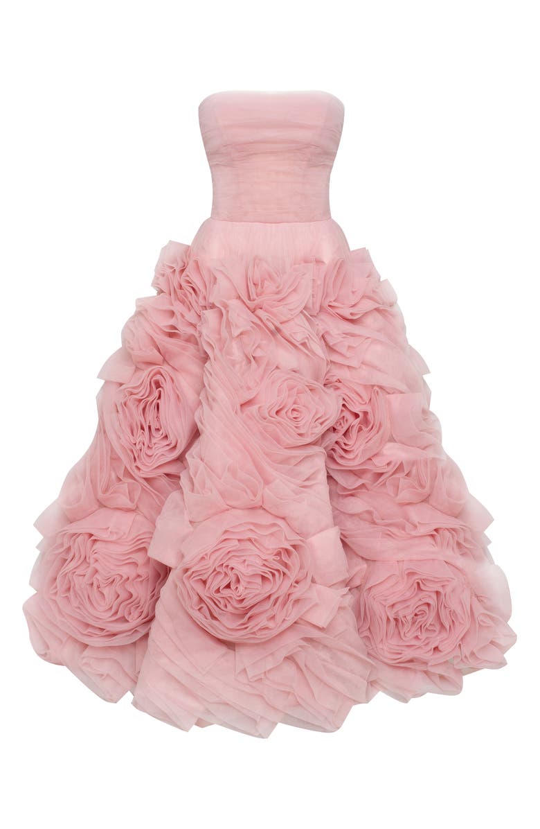 Milla Dramatically Flowered Tulle Dress, Main, color, Misty Rose