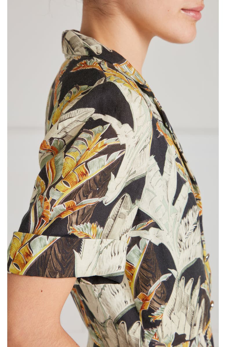 Temperley London Baxter Linen Sleeved Dress, Alternate, color, Black & Khaki