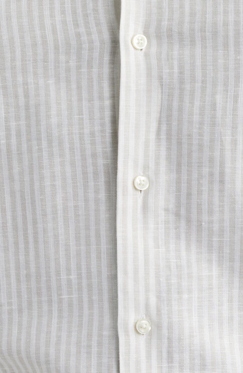 BOSS Hank Slim Fit Plaid Linen & Cotton Shirt, Alternate, color, Open Beige