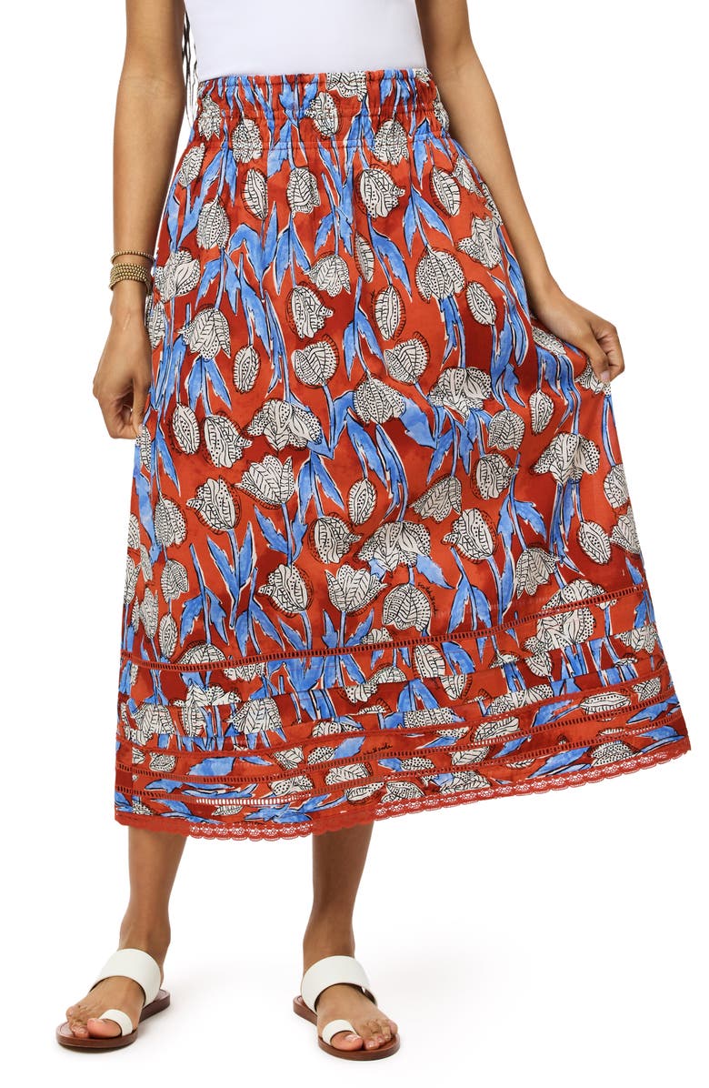 Scotch & Soda Floral Cotton Midi Skirt, Main, color, Floral Block