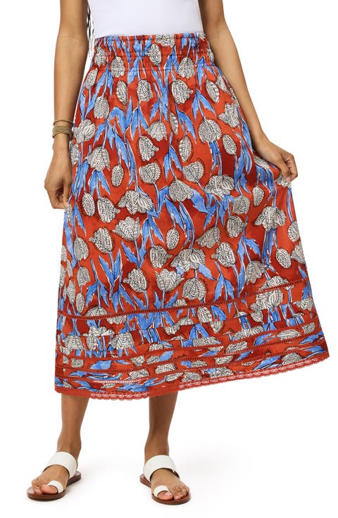 Floral Cotton Midi Skirt