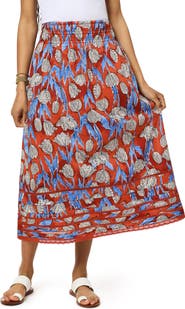 Scotch & Soda Floral Cotton Midi Skirt