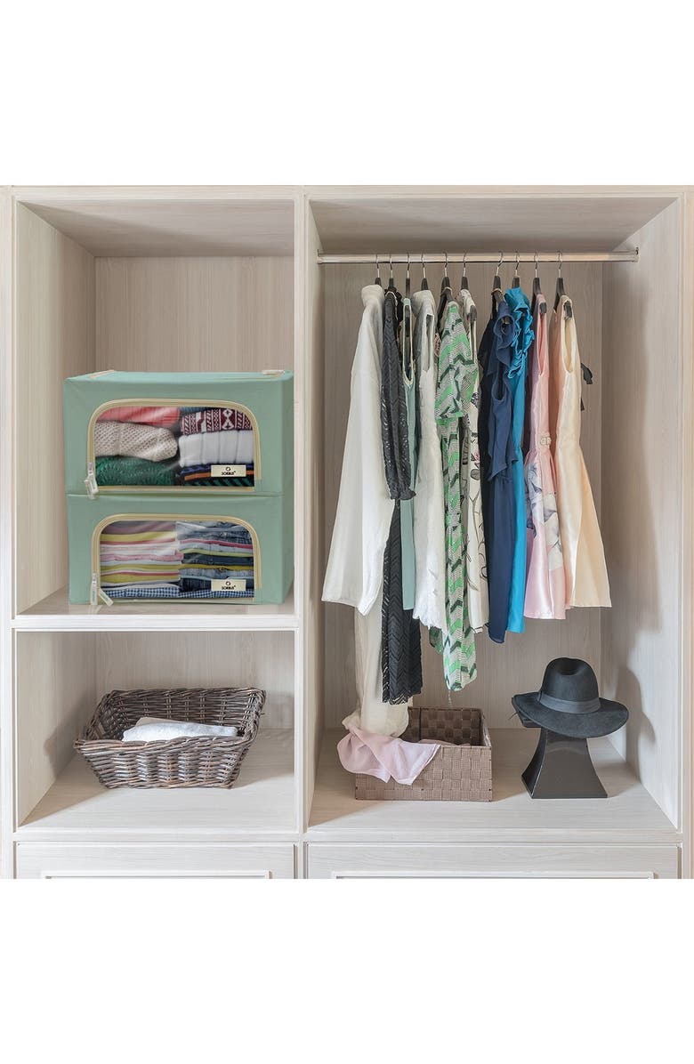 SORBUS Teal Small Zip Window Fabric Storage Box - Set of 2, Alternate, color, Teal