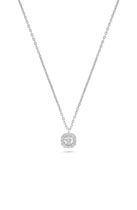 14K White Gold Diamond Miracle Pendant Necklace