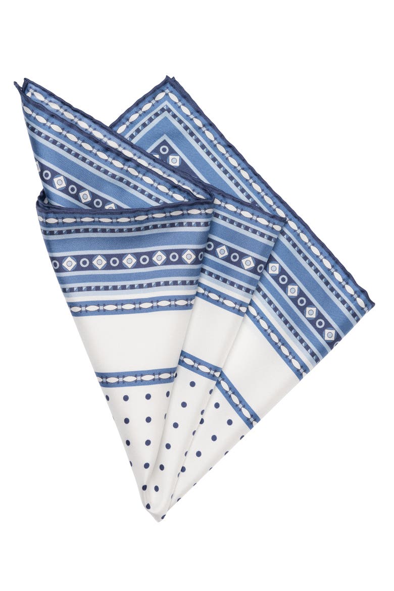 Pois - Silk Pocket Square for Men, Alternate, color, Blue