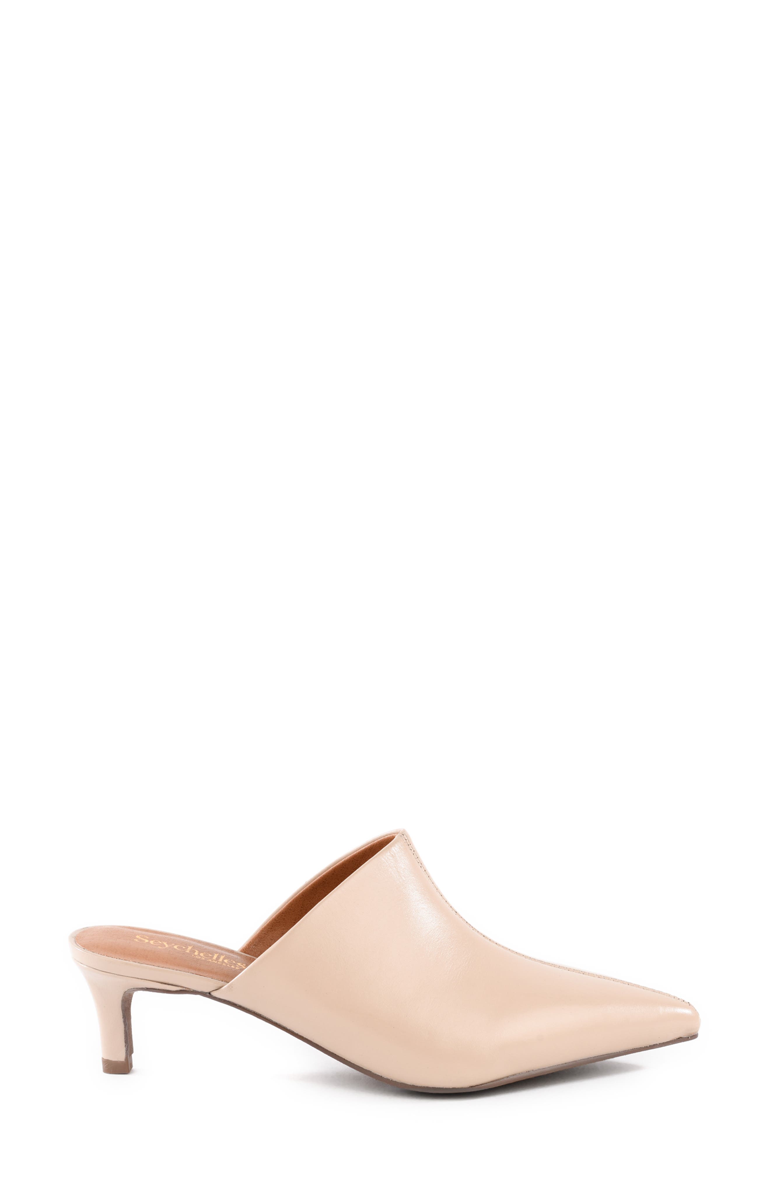 Seychelles Obsession Pointed Toe Kitten Heel Mule, Alternate, color, Beige Leather