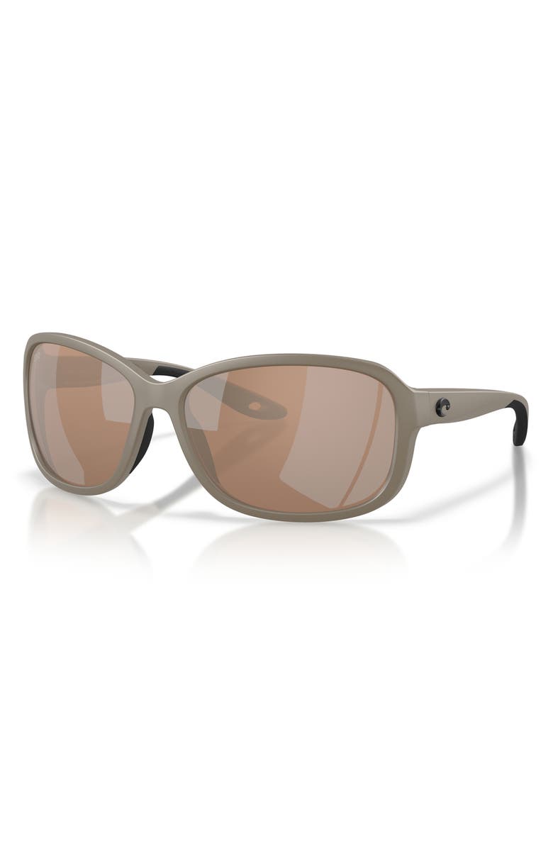 Costa Del Mar Seadrift 58mm Polarized Square Sunglasses, Alternate, color, Sand / Copper Silver 580G