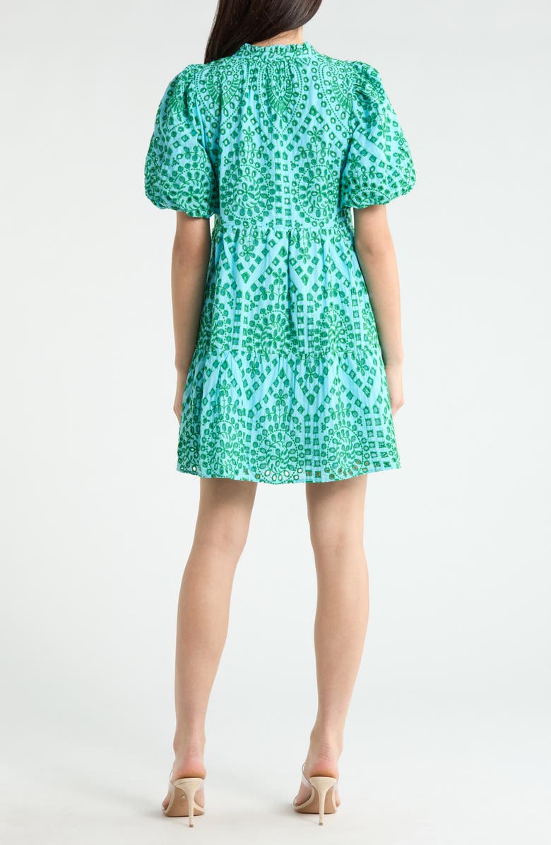 SUGARLIPS At Sea Jacey Eyelet Babydoll Dress, Alternate, color, Blue-Kelly