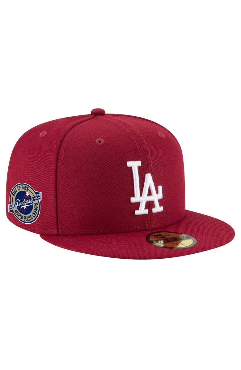 New Era Men's New Era Red Los Angeles Dodgers 2024/25 Back to Back Champions Circle Side Patch Fitted 59FIFTY Hat, Main, color, Red