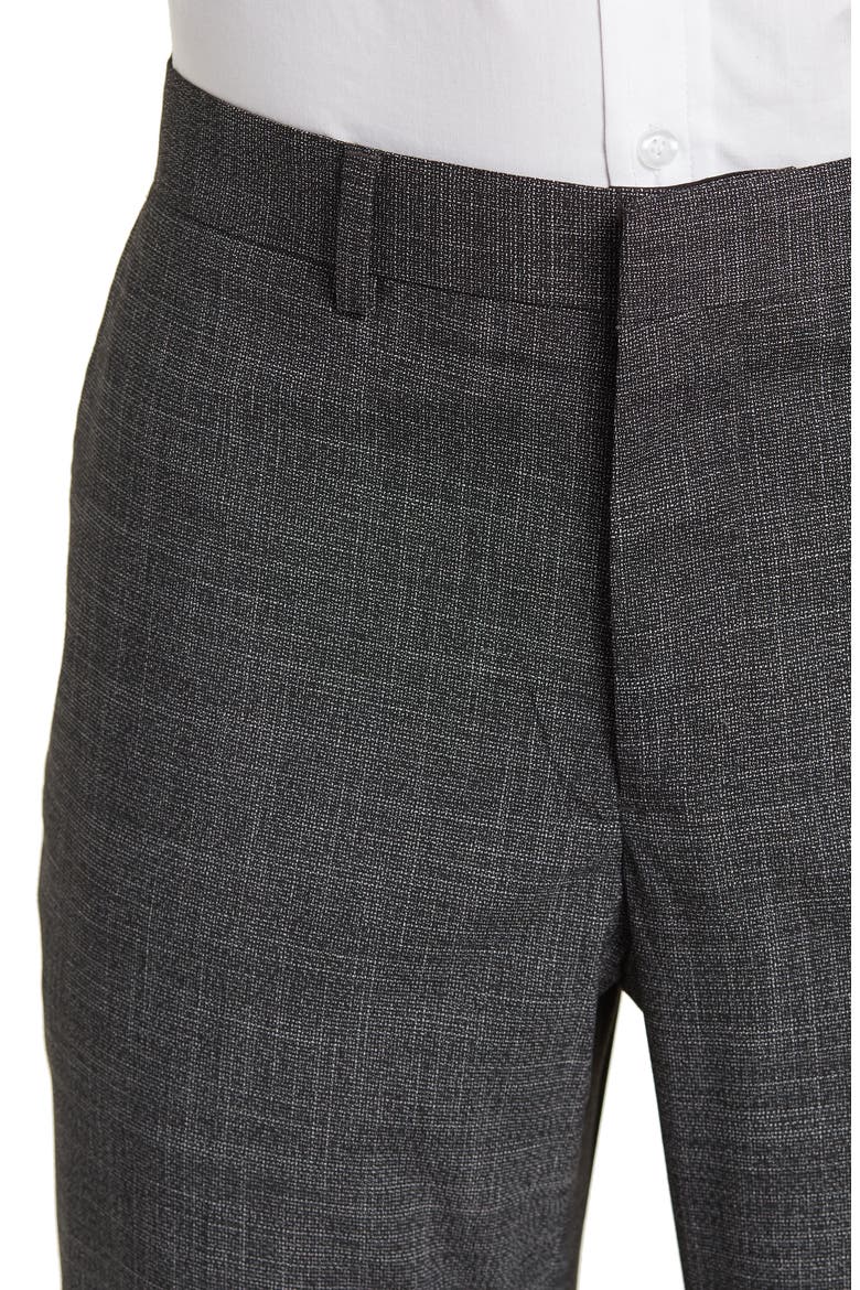 Two Button Notch Lapel Flat Front Trim Fit Suit, Alternate, color, BLACK