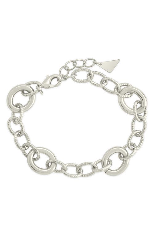 Sterling Forever Carter Round Statement Link Bracelet In Silver