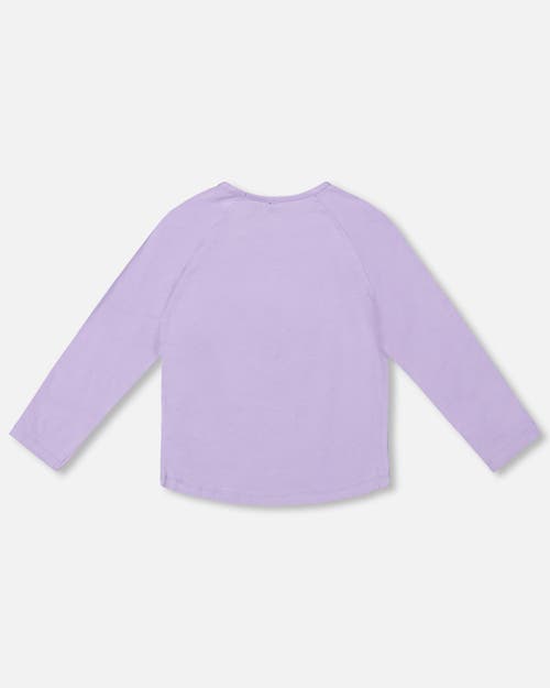 Deux Par Deux Organic Cotton Long Sleeve T-shirt With Sequin Unicorn In Purple