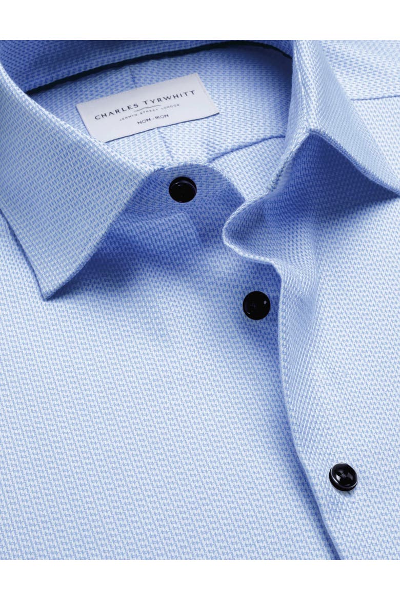 Non-Iron Stretch Texture Slim Fit Shirt, Alternate, color, Mid Blue