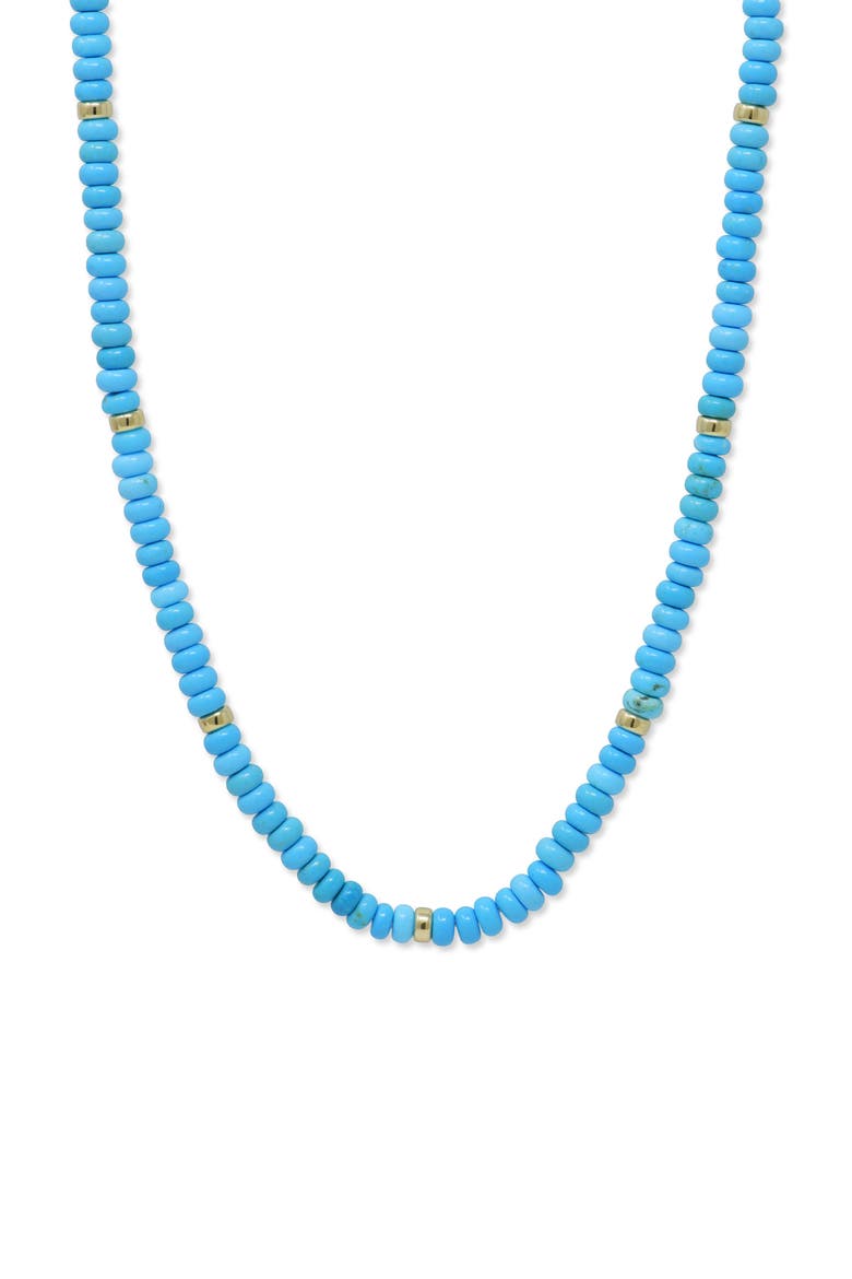 Boheme Smooth Rondelle Sleeping Beauty Turquoise Necklace, Main, color, TURQUOISE/ 14K YELLOW GOLD